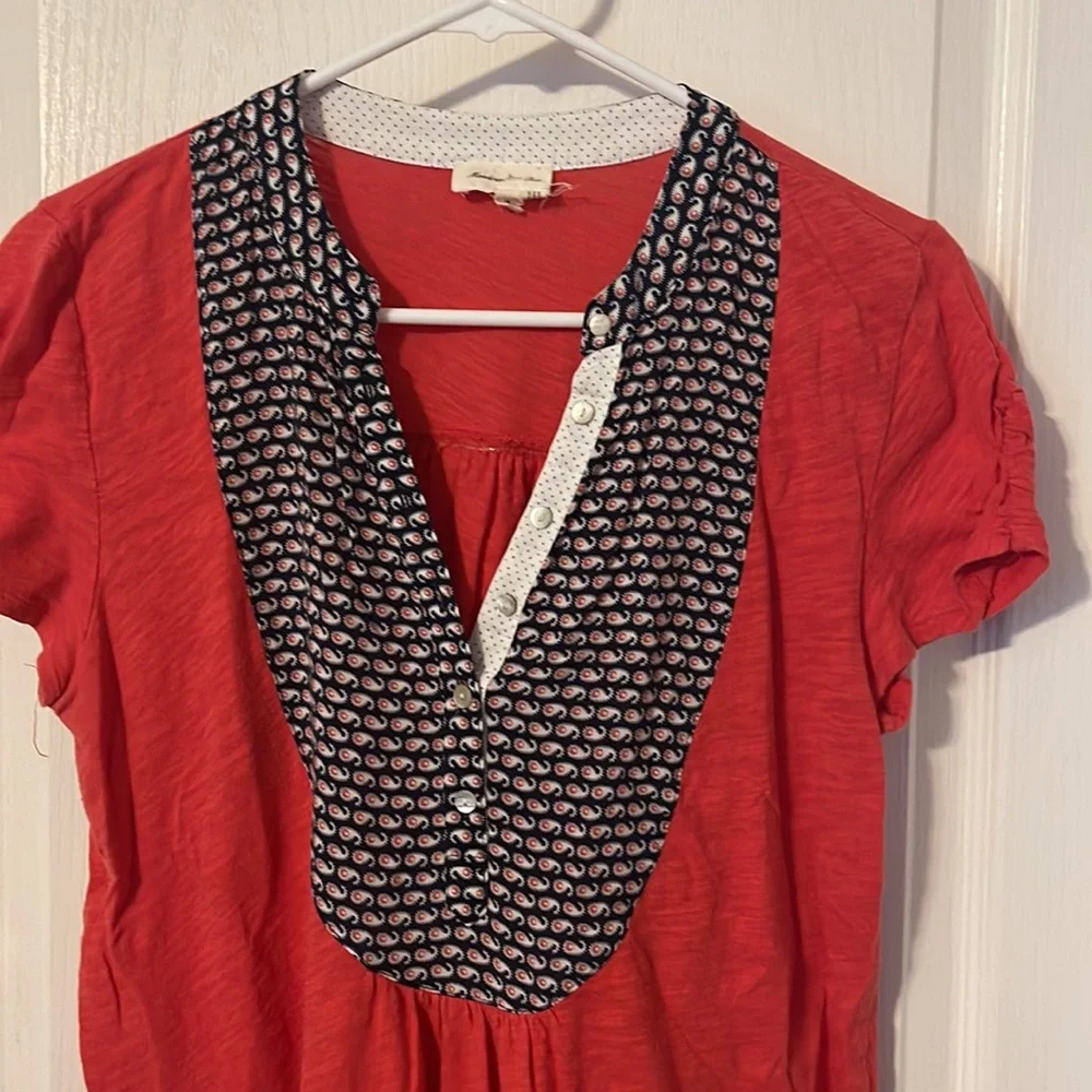 Anthropologie Meadow Rue red Henley - Picture 2 of 5
